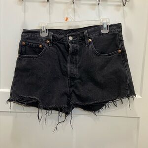 501 Levi Black Denim Shorts
